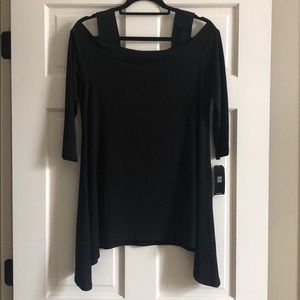 Clara Sun Woo Black cold shoulder top